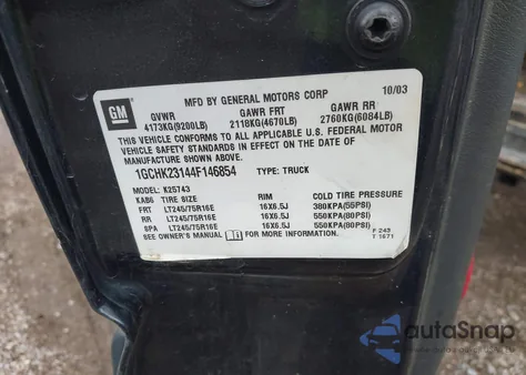 2004 Chevrolet Silverado 2500Hd Ls from USA, damaged, VIN 1GCHK23144F146854